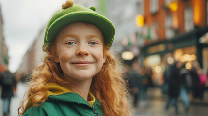 Luck of the Irish: Smiling Girl in Green at St. Paddy's Parade