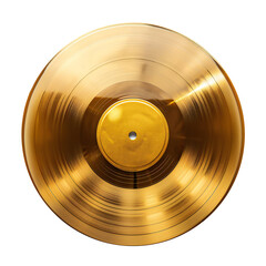 Golden vinyl record on a on transparent background