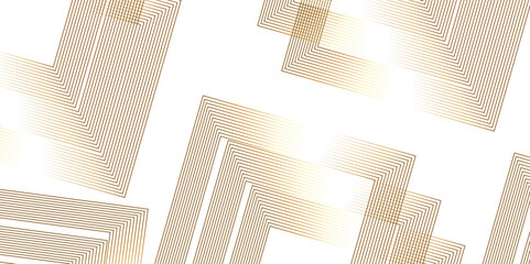 Modern Abstract white background design with layers of textured golden lines transparent material in triangle and squares shapes. background design with thin gold lines, white and gold combination.