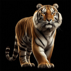 Obraz premium Bengal tiger isolated on black background.