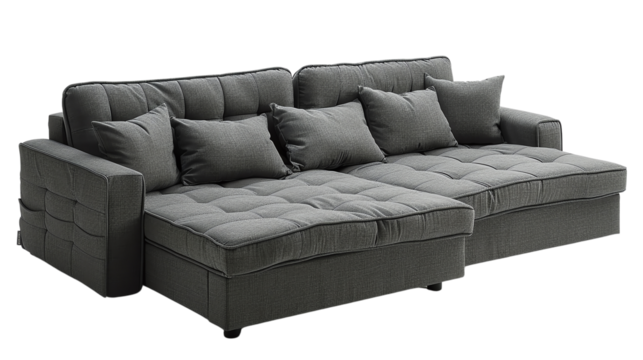 The image shows a soft, comfortable couch perfect for relaxing. It is upholstered in a soft, plush fabric and features a modular design that can be customized to fit any space.
