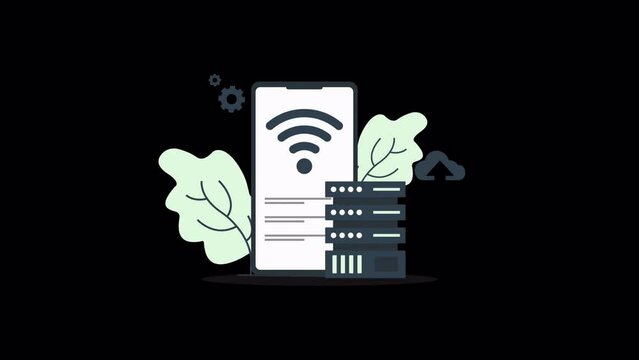 Wireless Network Server Concept Animation Video - Transparent