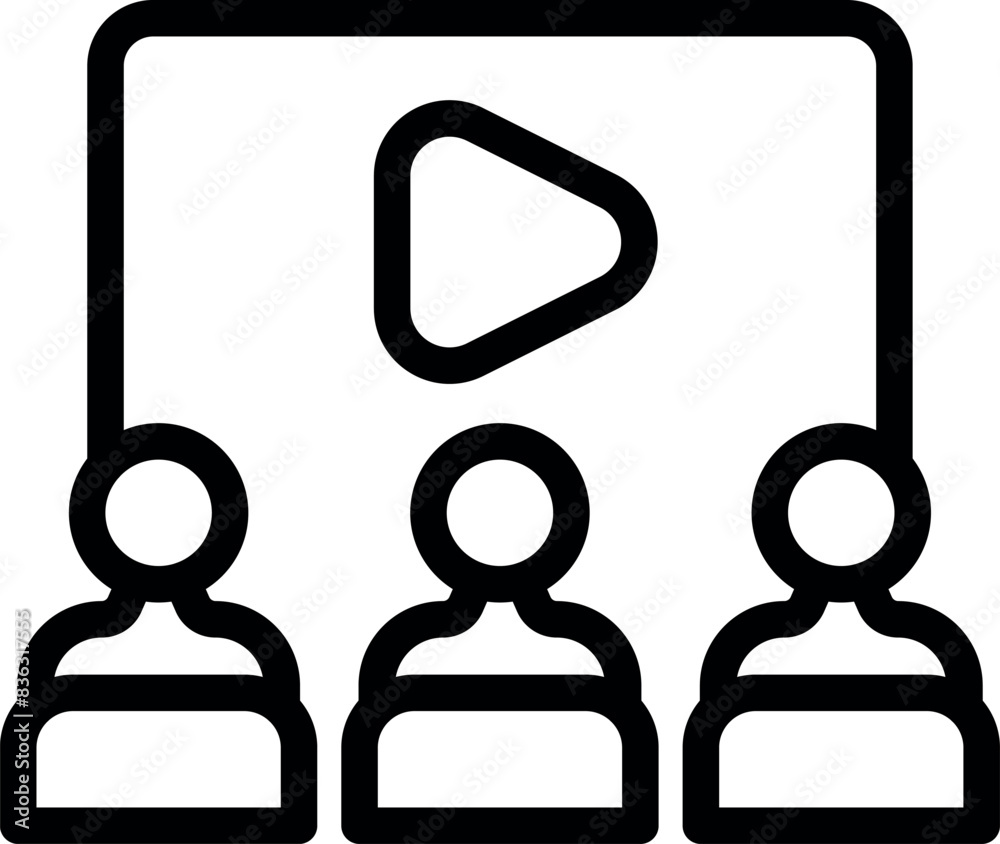 Sticker Simple black and white online video conference icon for virtual meeting, web communication, remote work, team collaboration, and technology, with vector graphic and flat design user interface - Stickers
