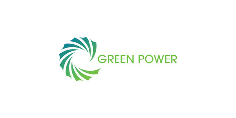 Simple green power logo design with modern concept , premium vector