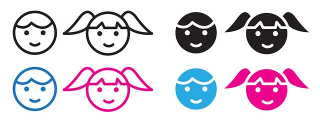 Boy and girl icon line art vector