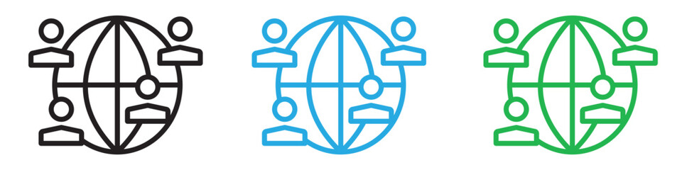 Clients worldwide icon line art vector