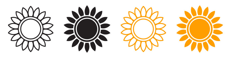 Sunflower icon line art vector