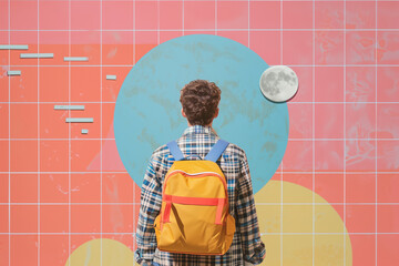 Abstract and colorful back to school theme collage