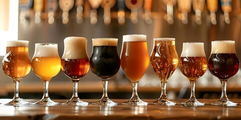 Variety of global brews showcased at a beer festival. Concept Beer Festival, Global Brews, Craft Beer, Tasting Experience, International Flavors