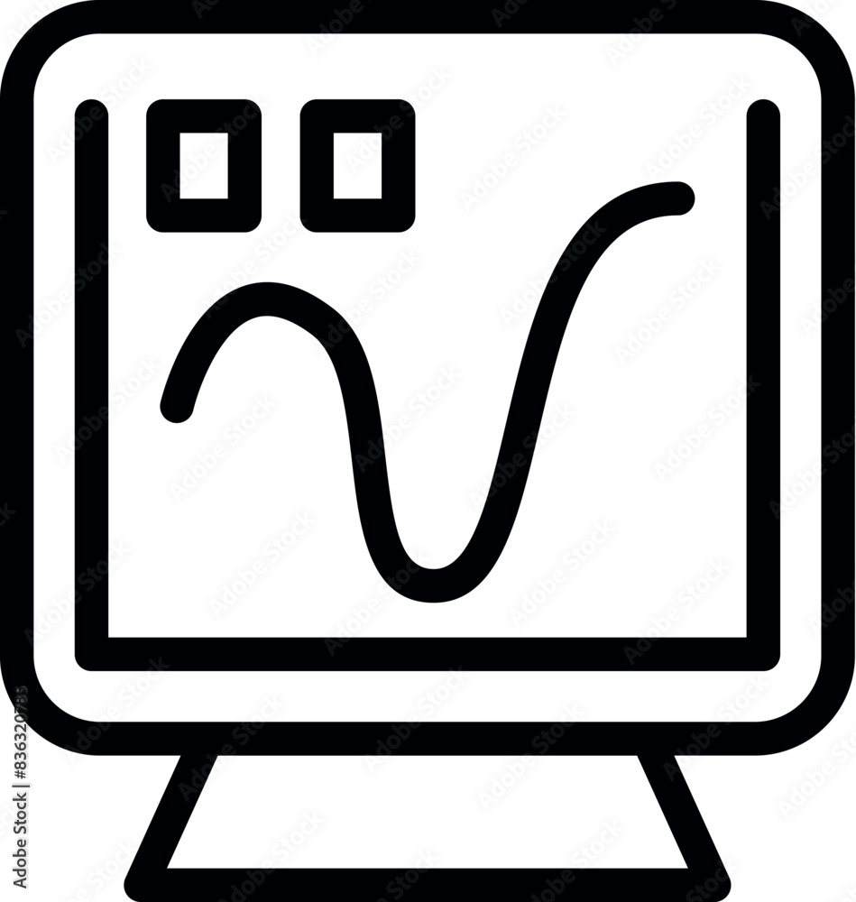 Poster sad computer monitor icon expressing dissatisfaction with technical difficulties and issues, needing