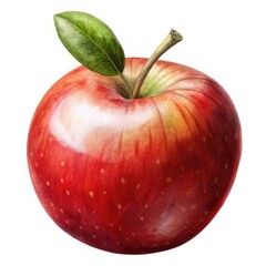 Watercolor illustration of apple, red and green, fresh fruit