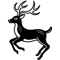 Deer jumping illustration vector silhouette clean line art