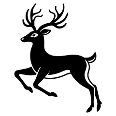 Deer jumping illustration vector silhouette clean line art