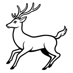 Deer jumping illustration vector silhouette clean line art