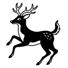 Deer jumping illustration vector silhouette clean line art