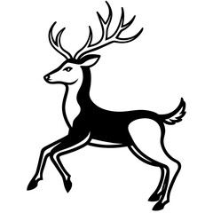 Deer jumping illustration vector silhouette clean line art