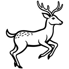 Deer jumping illustration vector silhouette clean line art