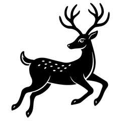Deer jumping illustration vector silhouette clean line art