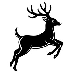 Deer jumping illustration vector silhouette clean line art