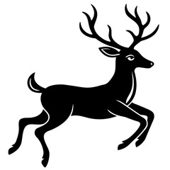 Deer jumping illustration vector silhouette clean line art