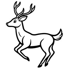Deer jumping illustration vector silhouette clean line art