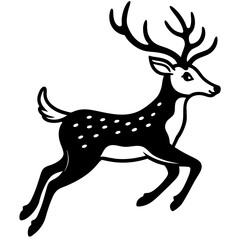 Deer jumping illustration vector silhouette clean line art