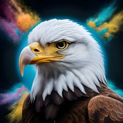 Fototapeta premium Fantastic eagle close up with fisheye 