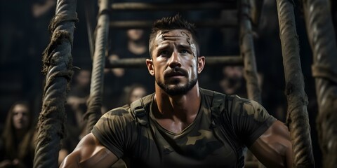 Obraz premium Athletes challenge limits in demanding CrossFit environment. Concept CrossFit, Athletes, Fitness, Challenges, Limit-Pushing