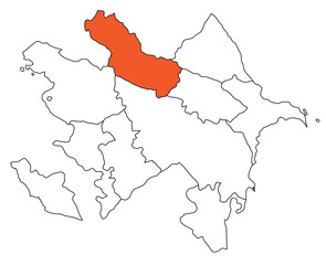 Obraz premium Outline of the map of the region of Azerbaijan - Sheki-Zagatala