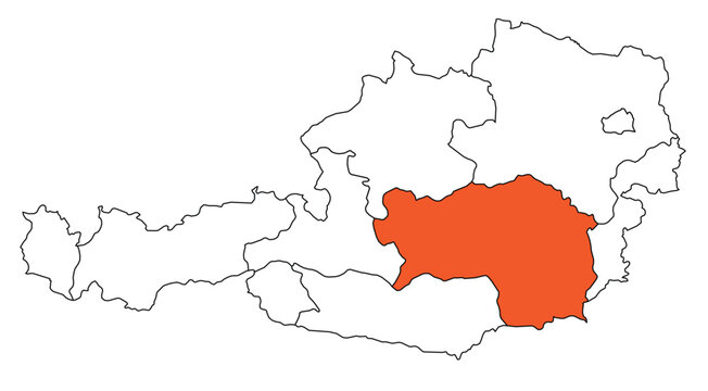 Outline of the map of the region of Austria - Steiermark, Styria