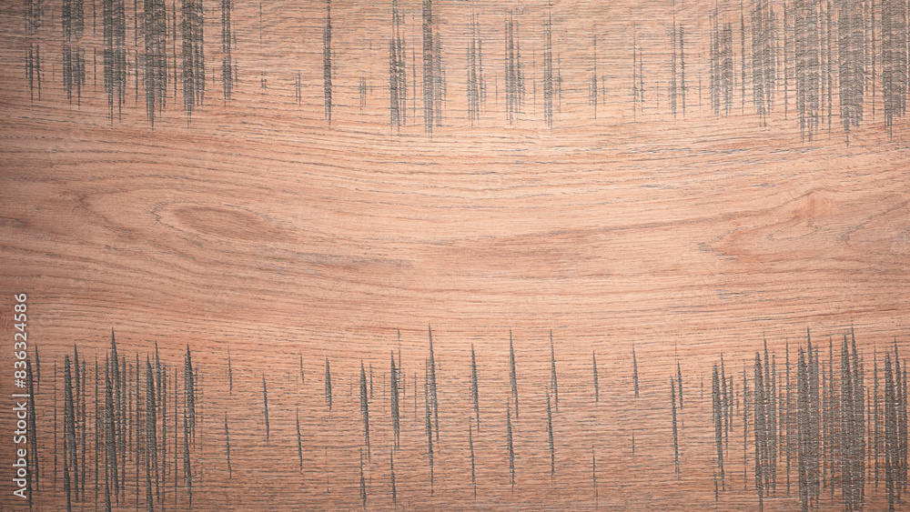 Poster A wooden board with a grain pattern and a few holes. The board is brown and has a rustic feel