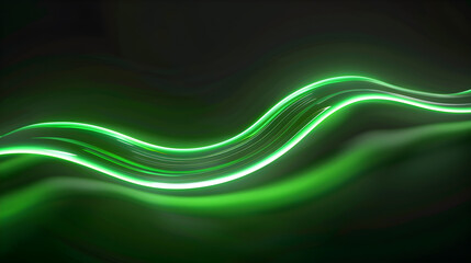 Abstract glowing green lines on black background