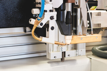 Modern automatic welding machine, industrial concept background