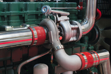 A car engine with a fan on the side