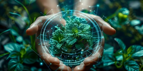 Top view of sustainable tech solutions with futuristic Tetradic color scheme. Concept Top View Photography, Sustainable Technology, Futuristic Design, Tetradic Color Scheme