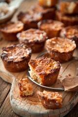 Delicious Pineapple Coconut Muffins on Rustic Wooden Cutting Board