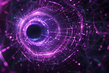 Intricate Purple Neon Design Radiating on a Sleek Black Background