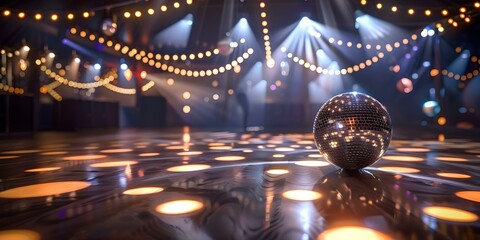 Disco party background with neon lights retro fashion and festive atmosphere. Concept Disco Party,...