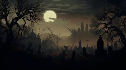 graveyard silhouette halloween Abstract Background. 