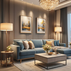 Modern living room with sofa