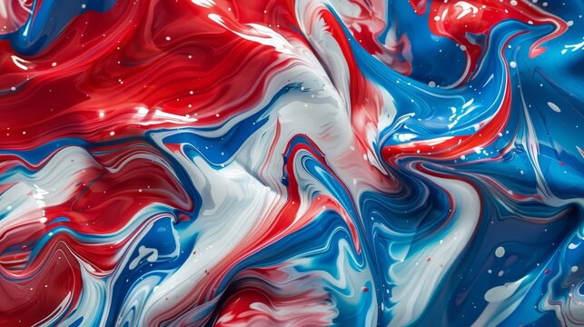 Liquid simulation of the American flag in motion, capturing patriotic fervor with vibrant colors and dynamic movement. Perfect for themes of national pride and celebration