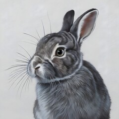 Obraz premium Rabbit in a side profile with its large expressive eye facing the viewer