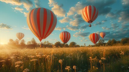 Obraz premium Hot air balloons in various shapes and sizes, creative designs, Whimsical, Colorful, Photography, celebrating artistic expression 8K , high-resolution, ultra HD,up32K HD