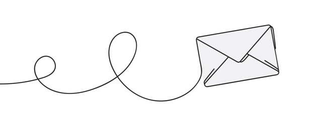 Continuous line drawing of an envelope. Message or notification concept. Vector illustration