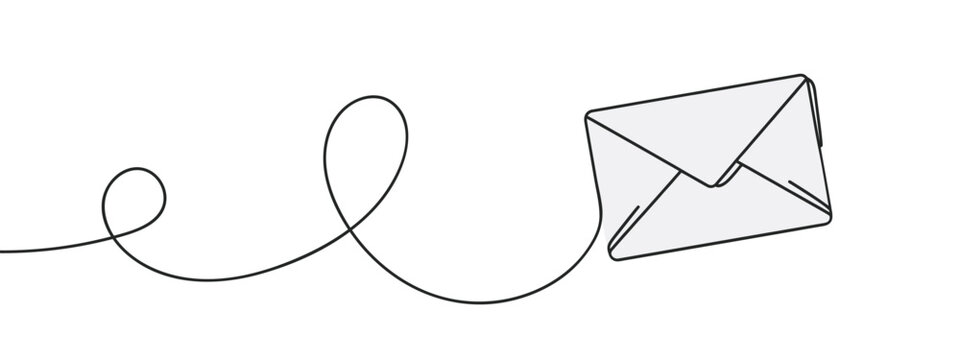 Continuous line drawing of an envelope. Message or notification concept. Vector illustration
