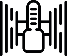 Simplified illustration of a tuning fork, representing musical tuning and pitch in black and white