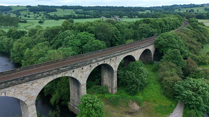 Railway viaduct over the Wharfe valley. Arthington in West Yorkshire