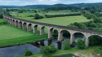 Arthington Viaduct, railway bridge over the Wharfe valley. Arthington in West Yorkshire