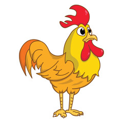 Funny rooster cartoon vector coloring page