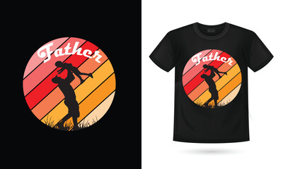 Father's day T- shirt and Father's Day poster or banner template and background. Greetings and presents for Father's Day in flat lay styling. Promotion and shopping template for love dad. Black